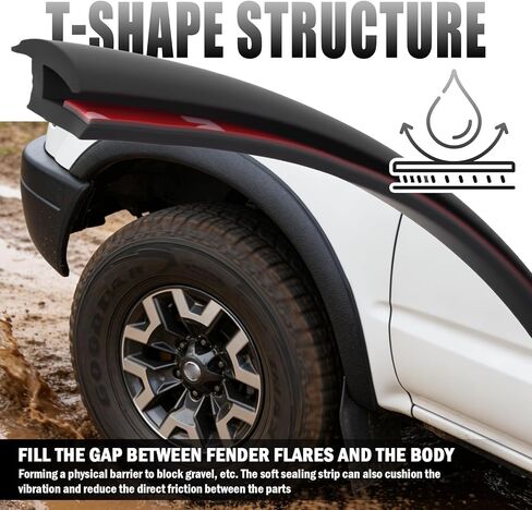 33Ft Car Fender Flare Rubber Seal,T-Style Car Fender Flare Rubber Edge Trim for Filling Gaps & Reducing Vibration,Self-Adhesive Rubbers Strip for Automotive Fenders Flares in Kuwait