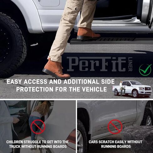 6" Running Boards Compatible with 2015-2026 Ford F-150 Super Crew Cab and 2017-2026 Ford F250 F350 Super Duty Crew Cab - Side Step Rails Nerf Bars (Aluminum Alloy, for Vehicles with 4 Full Size Doors) in Kuwait