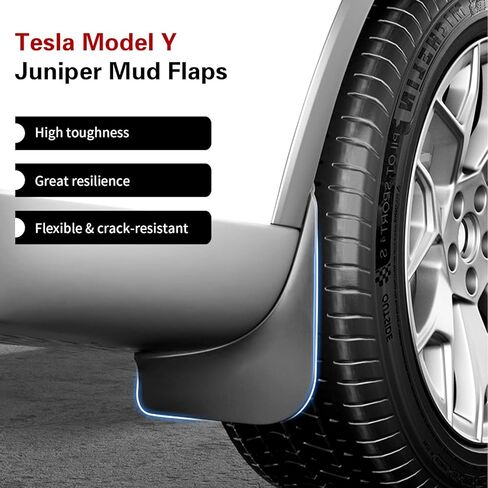اللوحات الطينية من Tesla Model Y Juniper 2025-2026 واقيات الرذاذ المرنة TPE [مقاومة للتشقق، بدون حفر] اللوحات الطينية من Tesla Model Y Juniper Accessories 2026 (مجموعة من 4) in Kuwait