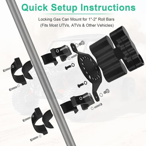 يمكن تركيب شريط الغاز UTV Roll Bar مع قفل المفتاح، وحامل حزمة الوقود والماء العالمي، يناسب أقفاص اللف مقاس 1.0 بوصة - 2 بوصة، متوافق مع حاويات الوقود والتخزين القياسية من Rotopax in Kuwait