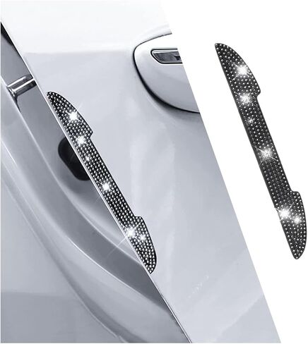4 PCS Bling Rhinestone Car Door Handle Scratch Protector, Universal for All Cars, Vehicles, SUVs, Car Side Rearview Mirror, Car Door Edge Guard, Car Exterior Accessories for Women Men (Blue) in Kuwait