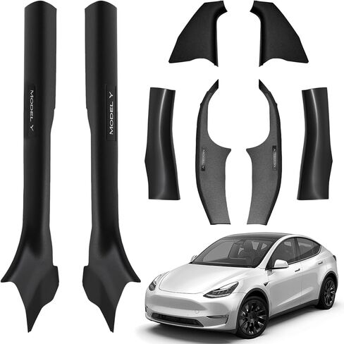 8PCS Door Sill Protector for Tesla Model Y Juniper 2025–26, Door Entry Guard Set for Front & Rear Door Thresholds, Anti-Kick Interior Door Entry Covers (Carbon Fiber (Not fit 2026 Model Y Standard)) in Kuwait