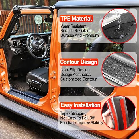 واقيات عتبة الباب متوافقة مع Jeep Wrangler JL & Gladiator JT 2018-2026 4 أبواب، واقيات دخول سوداء شديدة التحمل لملحقات Wrangler Gladiator، لوحات حماية عتبة الباب مضادة للانزلاق (4 عبوات) in Kuwait
