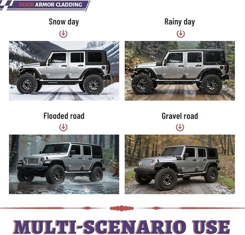 غطاء درع جسم الباب من HECASA متوافق مع موديلات 2007-2018 Jeep Wrangler JK ذات 4 أبواب، واقيات لوحة الروك المنزلقة، مسحوق فولاذي مطلي باللون الأسود in Kuwait