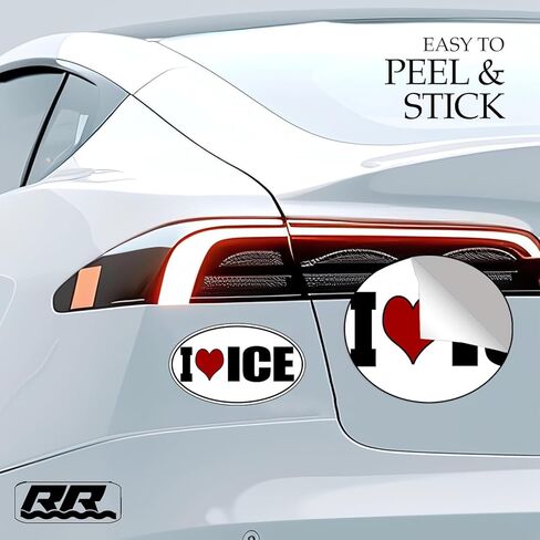 USA I Love ICE Bumper Sticker Car Decal Gift Patriotic American United States Patriotic Oval Support Immigration Customs Enforcement in Kuwait