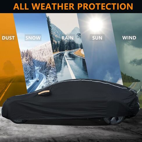 Car Cover Waterproof All Weather,6 Layers Car Covers for Automobiles, Full Exterior Cover with Zipper, Outdoor Car Cover Sun UV Rain Snow Wind Protection, Fit for 185"(185*70*59 inch)Sedan in Kuwait