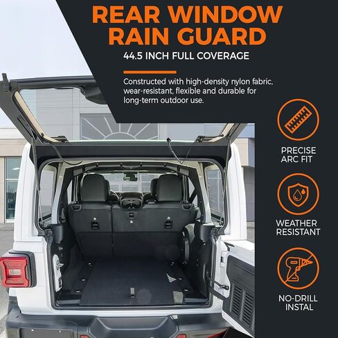 عاكس المطر للنافذة الخلفية لسيارة Jeep Wrangler JL 2018-2026 & JK 2011-2017، واقي مزراب النافذة الخلفية الصلبة، شريط محول المياه لغطاء الخندق لملحقات رانجلر 2/4 باب in Kuwait