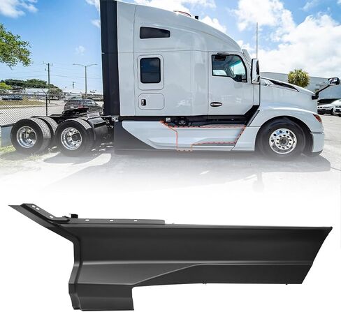هدية جانبية أمامية لـ Kenworth T680 2022 2023 2024+ OE تنورة جانبية هدية بديلة لملحقات T680 باللون الأسود (الجانب الأيمن للراكب) in Kuwait