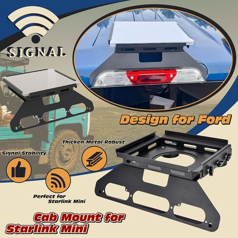حامل كابينة TOPOWN بدون حفر لـ Starlink Mini لـ Ford F150 (2015+)، حامل معدني لـ Starlink Mini لـ F250-F550 (2017+)، حامل شاحنة لجسم الألومنيوم (براءة الاختراع الأمريكية 30/008,384) in Kuwait