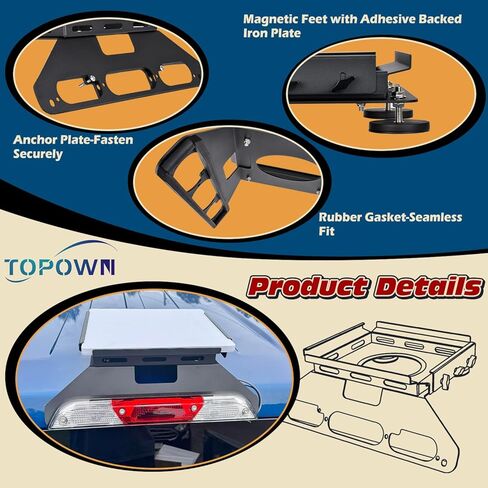 حامل كابينة TOPOWN بدون حفر لـ Starlink Mini لـ Ford F150 (2015+)، حامل معدني لـ Starlink Mini لـ F250-F550 (2017+)، حامل شاحنة لجسم الألومنيوم (براءة الاختراع الأمريكية 30/008,384) in Kuwait