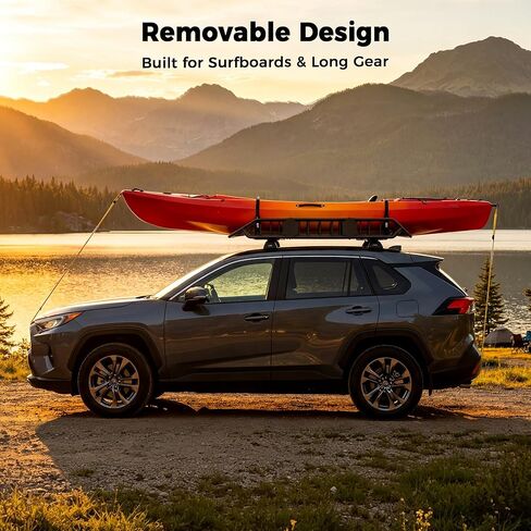 CAMMOO 54"x34" Roof Rack Basket, Removable Fairing & Support Bars for Kayaks/Long Gear, 15 Cu.Ft Waterproof Soft Bag+Lock+Net+Strap–200Lbs Capacity Rooftop Cargo Carrier for SUV Truck Camping in Kuwait