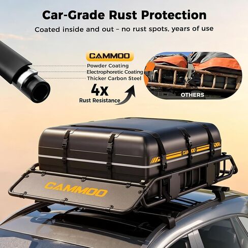 CAMMOO 54"x34" Roof Rack Basket, Removable Fairing & Support Bars for Kayaks/Long Gear, 15 Cu.Ft Waterproof Soft Bag+Lock+Net+Strap–200Lbs Capacity Rooftop Cargo Carrier for SUV Truck Camping in Kuwait
