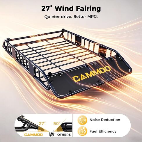 CAMMOO 54"x34" Roof Rack Basket, Removable Fairing & Support Bars for Kayaks/Long Gear, 15 Cu.Ft Waterproof Soft Bag+Lock+Net+Strap–200Lbs Capacity Rooftop Cargo Carrier for SUV Truck Camping in Kuwait