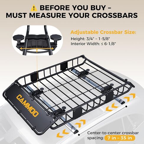 CAMMOO 54"x34" Roof Rack Basket, Removable Fairing & Support Bars for Kayaks/Long Gear, 15 Cu.Ft Waterproof Soft Bag+Lock+Net+Strap–200Lbs Capacity Rooftop Cargo Carrier for SUV Truck Camping in Kuwait