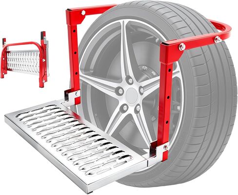 Sakerplus Heavy Duty Folding Tire Step,Non-Slip Wheel Step for Truck SUV RV, Adjustable Tire Mounted Step for Roof Access, Car Washing, Loading Gear & Temporary Vehicle Maintenance (Black) in Kuwait