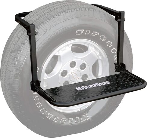 HitchMate Heininger TireStep – Adjustable Step for SUVs, RVs & Trucks, Fits Tires Up to 12.5" Wide, 22"x10" Platform, 400 lb Capacity, Folds Flat, Storage Bag Included, Easy Roof & Engine Access in Kuwait