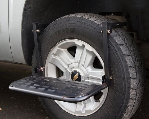 HitchMate Heininger TireStep – Adjustable Step for SUVs, RVs & Trucks, Fits Tires Up to 12.5" Wide, 22"x10" Platform, 400 lb Capacity, Folds Flat, Storage Bag Included, Easy Roof & Engine Access in Kuwait