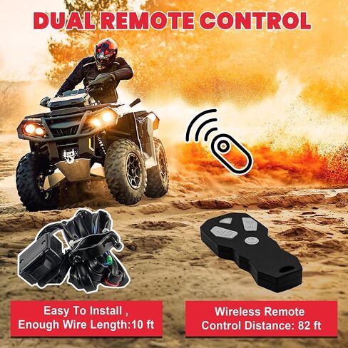OPENROAD 4500 رطل ATV/UTV ونش، 12 فولت سحب ونش UTV كهربائي للطرق الوعرة مع حبل صناعي 1/4 بوصة × 50 بوصة، جهاز تحكم عن بعد لاسلكي وسدادة مطاطية (4500 رطل بحبل صناعي) in Kuwait