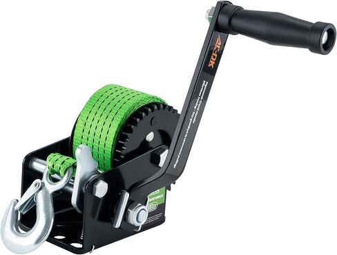 3500lbs Heavy Duty Boat Trailer Winch with 32FT Strap，2-Way Ratchet 4:1/8:1 Gear Trailer Winch，Portable Hand Crank Winch for Boat, Truck, Trailer, RV, ATV, Jet Ski in Kuwait