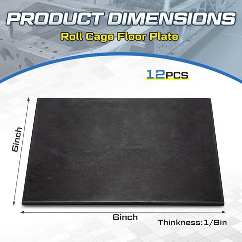 LEIFIDE 12 Pcs Roll Cage Floor Plate 6 x 6 x 1/8" Steel Plate for Workshops, Trailers, Racetracks and Industrial Use in Kuwait
