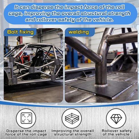 LEIFIDE 12 Pcs Roll Cage Floor Plate 6 x 6 x 1/8" Steel Plate for Workshops, Trailers, Racetracks and Industrial Use in Kuwait