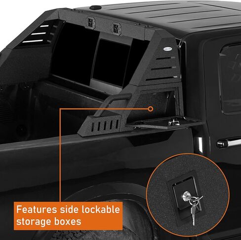 Hooke Road Full-Size Truck Roll Bar w/Lights and Storage for Ram 1500, Ford F150 & Raptor, Chevy Silverado 1500 (Exclude ZR2), Toyota Tundra, GMC Sierra 1500, 22.6" High Adjustable Chase Rack in Saudi Arabia