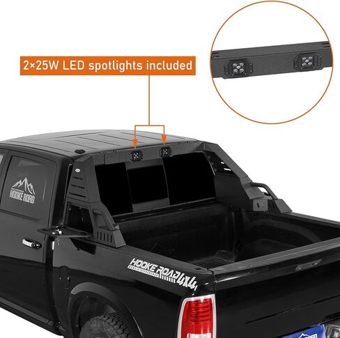 Hooke Road Full-Size Truck Roll Bar w/Lights and Storage for Ram 1500, Ford F150 & Raptor, Chevy Silverado 1500 (Exclude ZR2), Toyota Tundra, GMC Sierra 1500, 22.6" High Adjustable Chase Rack in Saudi Arabia