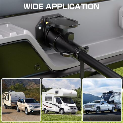 6 FT 7 Pin Trailer Plug, Trailer Wiring Harness with Double Prongs, 7 Way Coiled Trailer Cord End Connector Harness for RVs, Easily to Trailer Lighting System in Kuwait