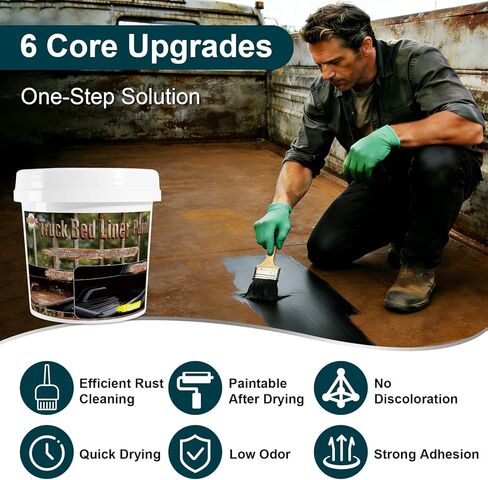 Truck Bed Liner Paint, 35 Floz Bed Liner Spray Liner Kit, Rust Resistant Spray on Bed Liner Coating With Gloves & Wipes, Long-Lasting Protection, Black in Kuwait