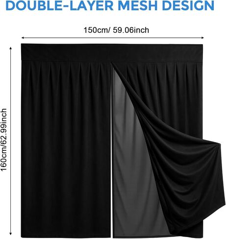 Magnetic Vans Bug Screen Nets, Universal Double Layer SUV Minivan Tailgate Back Door Mosquito Net with Suede Outer, with Magnetic Closure for SUV Back Door Bug Mesh with Zipper-63 inch(H) X 60 inch(W) in Kuwait