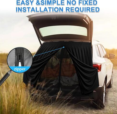 Magnetic Vans Bug Screen Nets, Universal Double Layer SUV Minivan Tailgate Back Door Mosquito Net with Suede Outer, with Magnetic Closure for SUV Back Door Bug Mesh with Zipper-63 inch(H) X 60 inch(W) in Kuwait