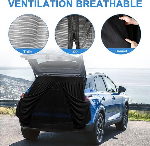 Magnetic Vans Bug Screen Nets, Universal Double Layer SUV Minivan Tailgate Back Door Mosquito Net with Suede Outer, with Magnetic Closure for SUV Back Door Bug Mesh with Zipper-63 inch(H) X 60 inch(W) in Kuwait