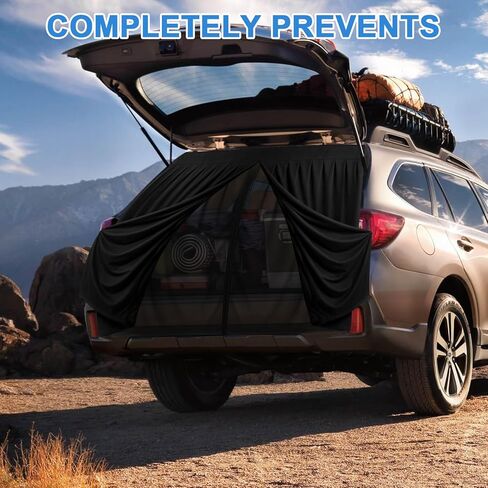 Magnetic Vans Bug Screen Nets, Universal Double Layer SUV Minivan Tailgate Back Door Mosquito Net with Suede Outer, with Magnetic Closure for SUV Back Door Bug Mesh with Zipper-63 inch(H) X 60 inch(W) in Kuwait