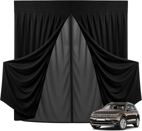 Magnetic Vans Bug Screen Nets, Universal Double Layer SUV Minivan Tailgate Back Door Mosquito Net with Suede Outer, with Magnetic Closure for SUV Back Door Bug Mesh with Zipper-63 inch(H) X 60 inch(W) in Kuwait