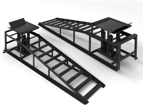 2 PCS Hydraulic Car Ramp, 11065LBS 5T Heavy Duty Car Ramps with Hydraulic Jack, Steel Car Ramps for Oil Changes High Lift 9"-14.3" for Home Garage, Vehicle Truck Repair, Black in Kuwait