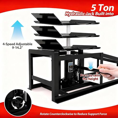 2 PCS Hydraulic Car Ramp, 11065LBS 5T Heavy Duty Car Ramps with Hydraulic Jack, Steel Car Ramps for Oil Changes High Lift 9"-14.3" for Home Garage, Vehicle Truck Repair, Black in Kuwait
