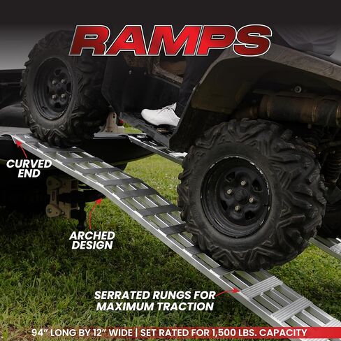 GEN-Y HITCH Arched Aluminum Ramps, 1 Ft x 7 Ft 10 in, 750 lbs Capacity Per Ramp, Lightweight in Kuwait