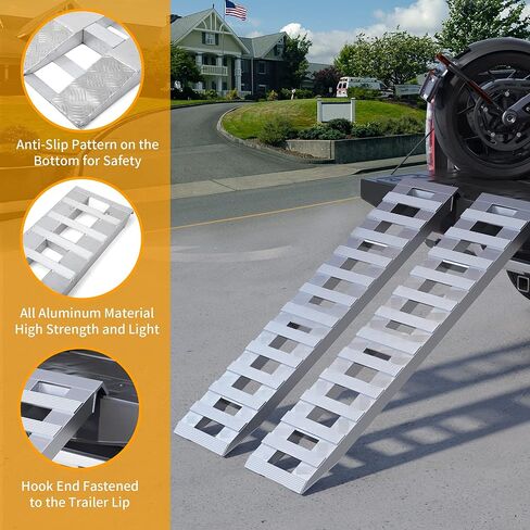 YINTATECH 2pcs 6000lbs 60" x 12" Aluminum Trailer Ramps with Tail Hook, Heavy Duty Loading Ramps for Trailers, Motorcycle, ATV/UTV, Trucks, Lawn Mower, Tractor, Car Hauler in Kuwait