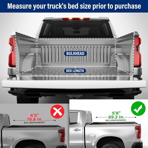 غطاء تونيو لسرير الشاحنة الصلب القابل للطي من FRP متوافق مع 2007-2026 Chevy Silverado/GMC Sierra 1500 مقاس 5 أقدام و8 بوصات (69.6 بوصة)، نمط ثلاثي الطي in Kuwait