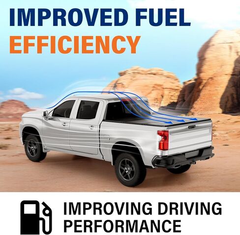 غطاء تونيو لسرير الشاحنة الصلب القابل للطي من FRP متوافق مع 2007-2026 Chevy Silverado/GMC Sierra 1500 مقاس 5 أقدام و8 بوصات (69.6 بوصة)، نمط ثلاثي الطي in Kuwait