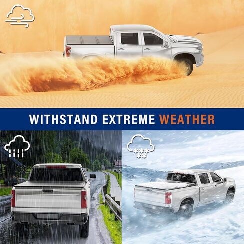 غطاء تونيو لسرير الشاحنة الصلب القابل للطي من FRP متوافق مع 2007-2026 Chevy Silverado/GMC Sierra 1500 مقاس 5 أقدام و8 بوصات (69.6 بوصة)، نمط ثلاثي الطي in Kuwait