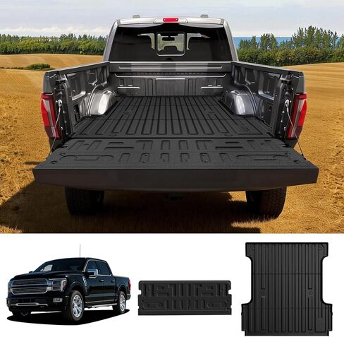 LASFIT Truck Bed Tailgate Mat for Ford F-150 2024-2026(5.5FT Short Bed Standard Tailgate) TPE F150 Lightning Bed Liner+Tailgate Protector, Fits Bare Bed & Spray-in Liner, Full Loading Area Protection in Kuwait