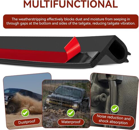 Tailgate Seal with Taper Seal, Adhesive Truck Bed Seal Kit Compatible with Ford Model Years F150, F250, F350, F450, Raptor and Lightning, Waterproof Dustproof, Black in Kuwait