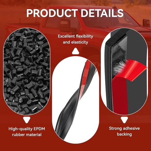 Tailgate Seal with Taper Seal, Adhesive Truck Bed Seal Kit Compatible with Ford Model Years F150, F250, F350, F450, Raptor and Lightning, Waterproof Dustproof, Black in Kuwait