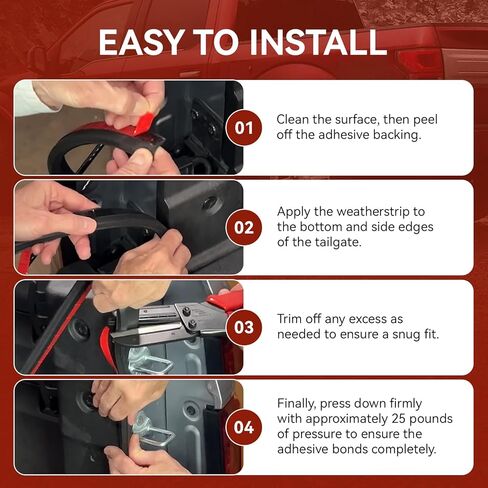 Tailgate Seal with Taper Seal, Adhesive Truck Bed Seal Kit Compatible with Ford Model Years F150, F250, F350, F450, Raptor and Lightning, Waterproof Dustproof, Black in Kuwait