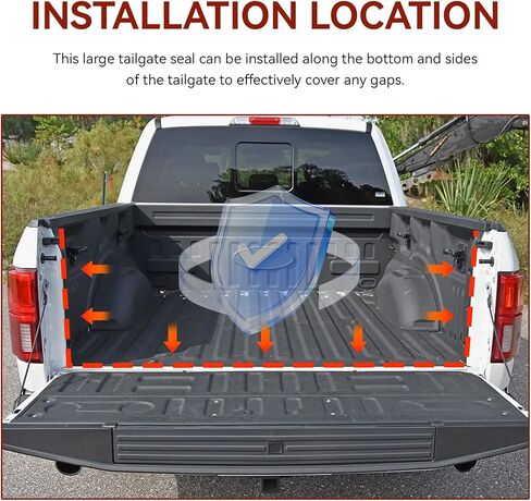Tailgate Seal with Taper Seal, Adhesive Truck Bed Seal Kit Compatible with Ford Model Years F150, F250, F350, F450, Raptor and Lightning, Waterproof Dustproof, Black in Kuwait