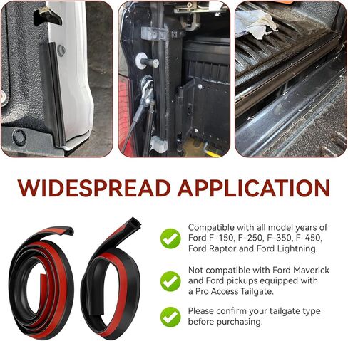 Tailgate Seal with Taper Seal, Adhesive Truck Bed Seal Kit Compatible with Ford Model Years F150, F250, F350, F450, Raptor and Lightning, Waterproof Dustproof, Black in Kuwait