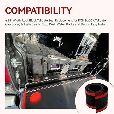 Tailgate Gap Cover, 4.25" Width Rock Block Tailgate Seal Replacement for ROK Block Tailgate Gap Cover, Tailgate Seal to Stop Dust, Water, Rocks and Debris, Easy to Install in Kuwait