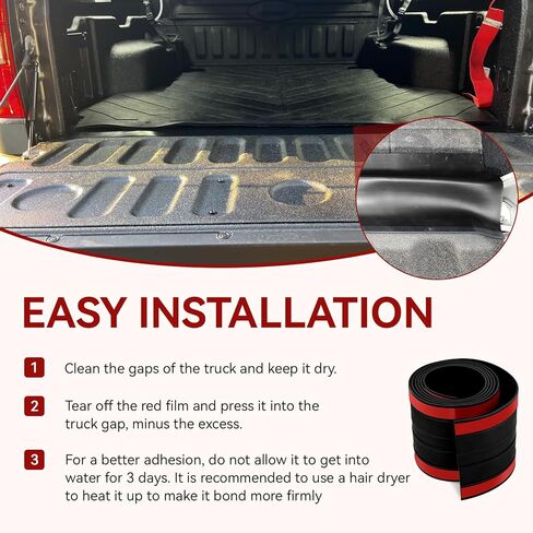 Tailgate Gap Cover, 4.25" Width Rock Block Tailgate Seal Replacement for ROK Block Tailgate Gap Cover, Tailgate Seal to Stop Dust, Water, Rocks and Debris, Easy to Install in Kuwait