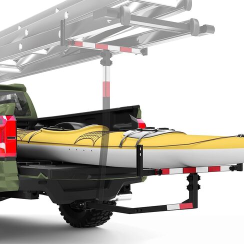Truck Bed Extender Hitch Mount, 2-in-1 Adjustable Kayak Hitch Rack with Reflective Tapes & Hitch Stabilizer, Carbon Steel Heavy Duty for Pickup Truck, Van & SUV, Kayak Canoe Ladder Lumber Pipes in Kuwait